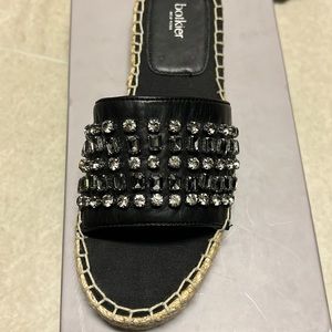 Size 6.5 Botkier slip ons, leather, rhinestones. New in box, never worn.